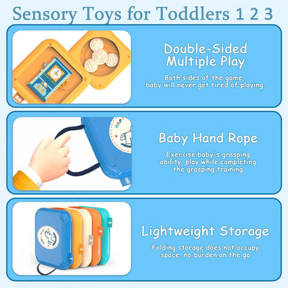 Montessori Sensory Busy Cube Toy with Fine Motor Skill Support, Foldable and Portable, Safe for Ages 1+