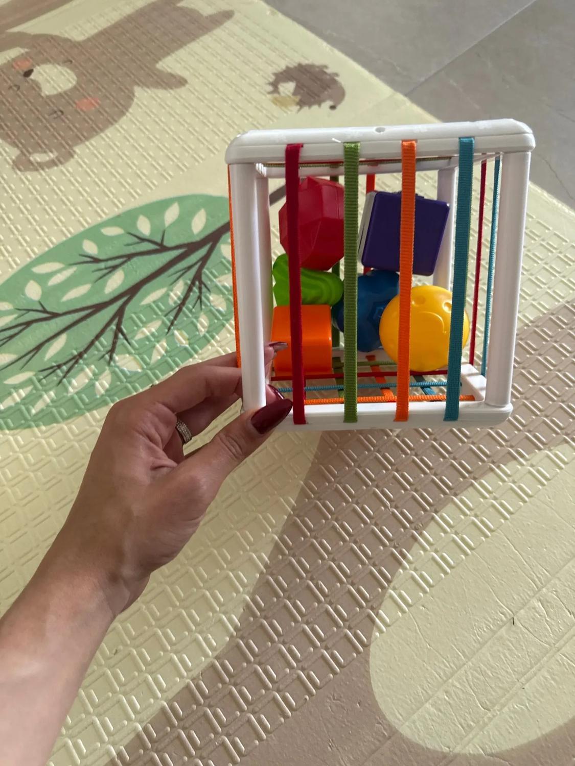 Montessori Sensory Toy with Soft Rubber Blocks, Shape & Letter Recognition, Safe for Babies 1 Month+