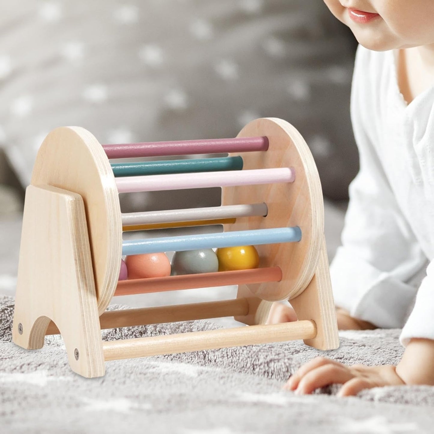 Montessori Wooden Ball Tracker Toy with Color and Shape Recognition, Fine Motor Skill Development, Safe for Months 7+