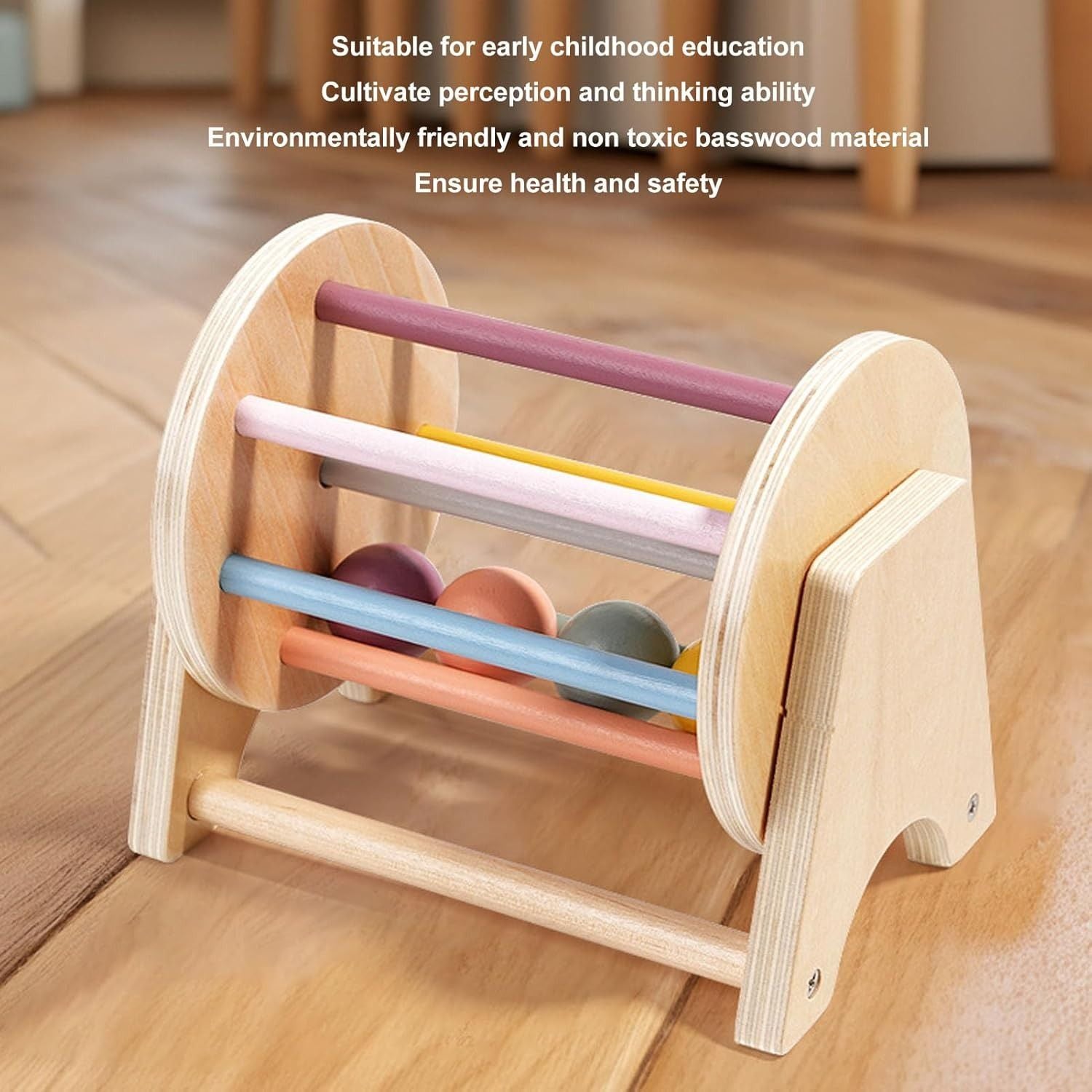 Montessori Wooden Ball Tracker Toy with Color and Shape Recognition, Fine Motor Skill Development, Safe for Months 7+