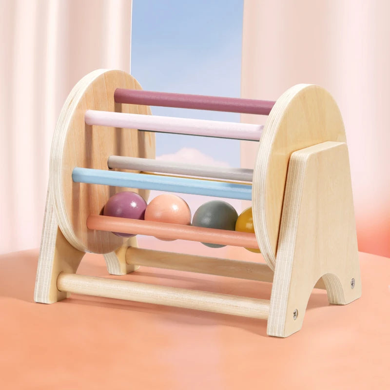 Montessori Wooden Ball Tracker Toy with Color and Shape Recognition, Fine Motor Skill Development, Safe for Months 7+