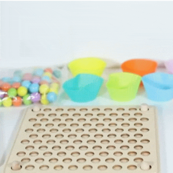 Montessori Wooden Bead Game with Color Recognition and Fine Motor Skills Training, Safe for Ages 3+