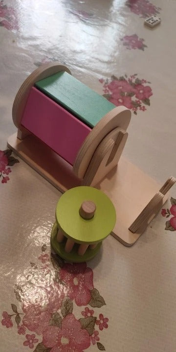 Montessori Wooden Rolling Drum Toy with Acrylic Mirror, Calming Sound, Safe for Ages 3+