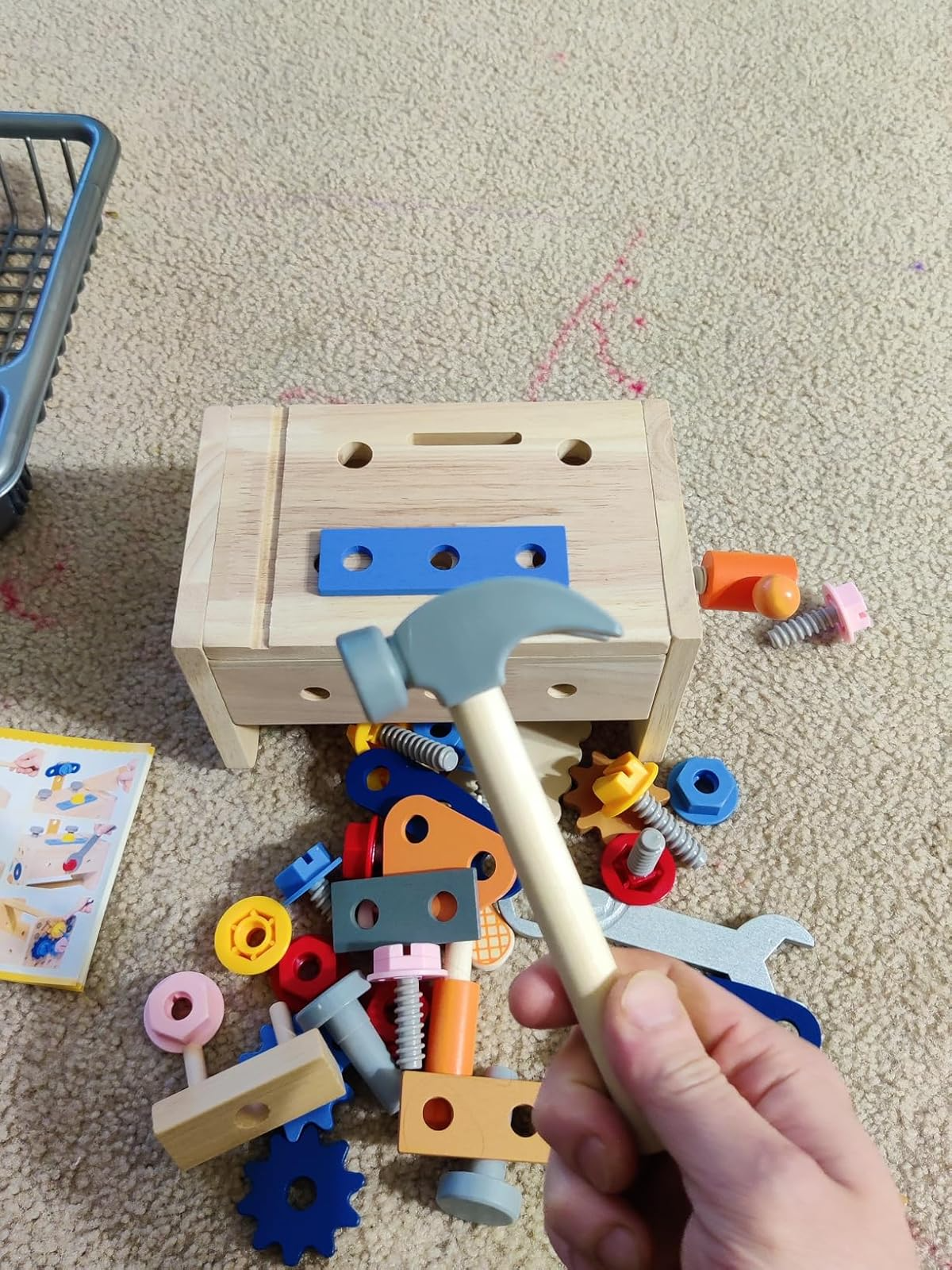 Montessori Wooden Tool Bench Toy Set, Construction Role Play Game, Safe for Ages 3+
