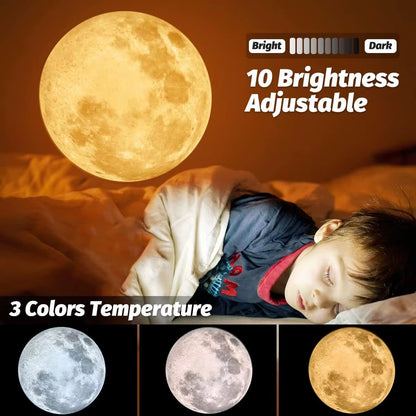 Moon Projection Lamp USB, 3 Colors, Non-Fade, Adjustable Brightness, Creates Ambient Decor.