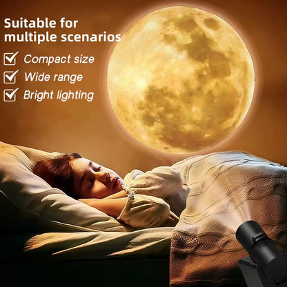 Moon Projection Lamp USB, 3 Colors, Non-Fade, Adjustable Brightness, Creates Ambient Decor.