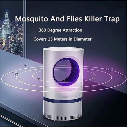 Mosquito and Flying Pest Trap with Heat & Breath Simulation, 360° 15m Coverage, USB-Powered 5W