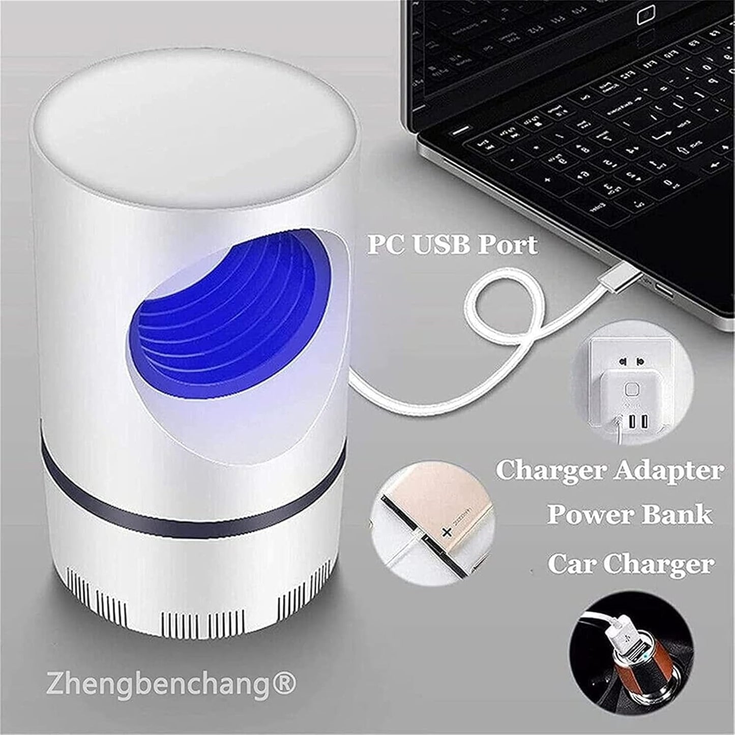 Mosquito and Flying Pest Trap with Heat & Breath Simulation, 360° 15m Coverage, USB-Powered 5W