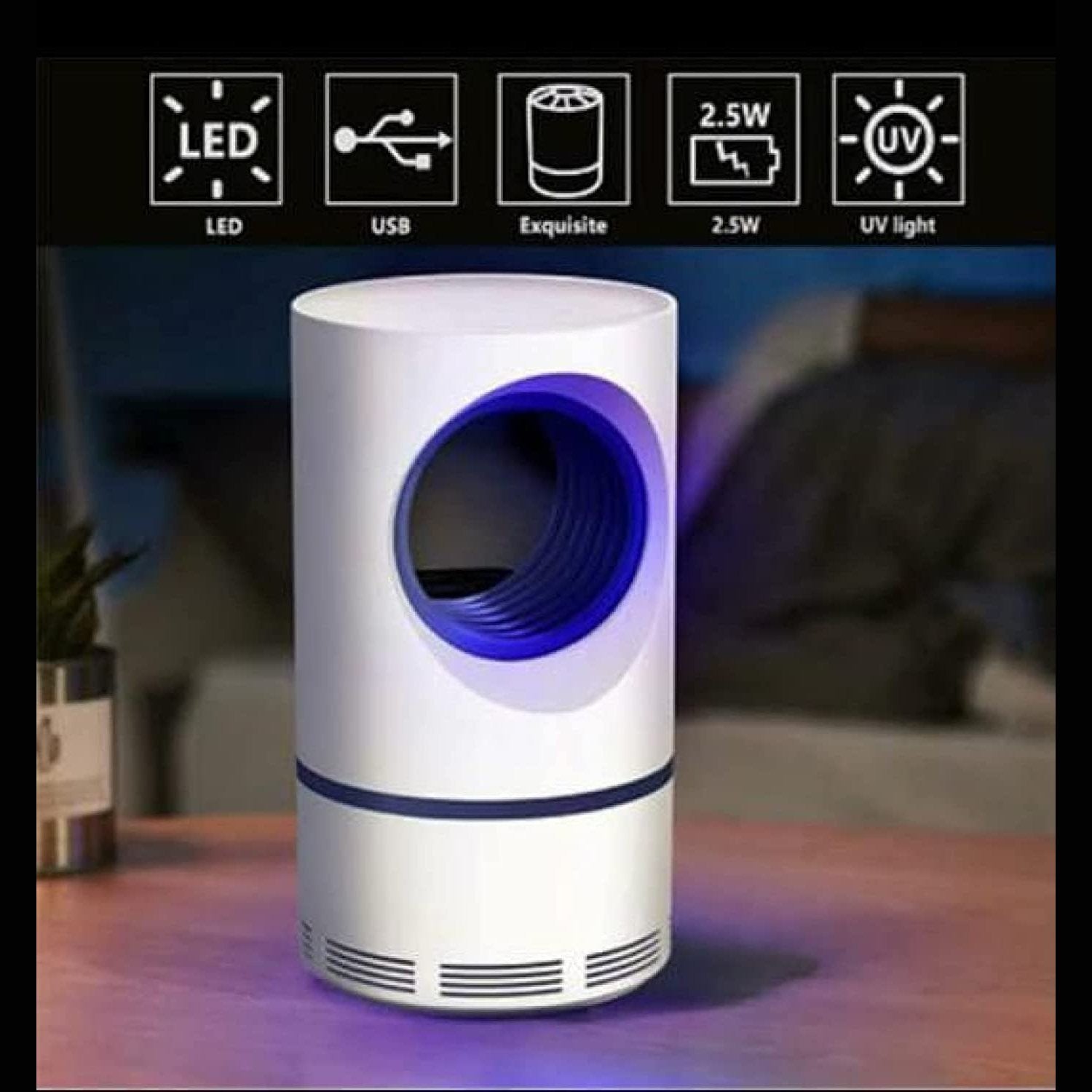 Mosquito and Flying Pest Trap with Heat & Breath Simulation, 360° 15m Coverage, USB-Powered 5W