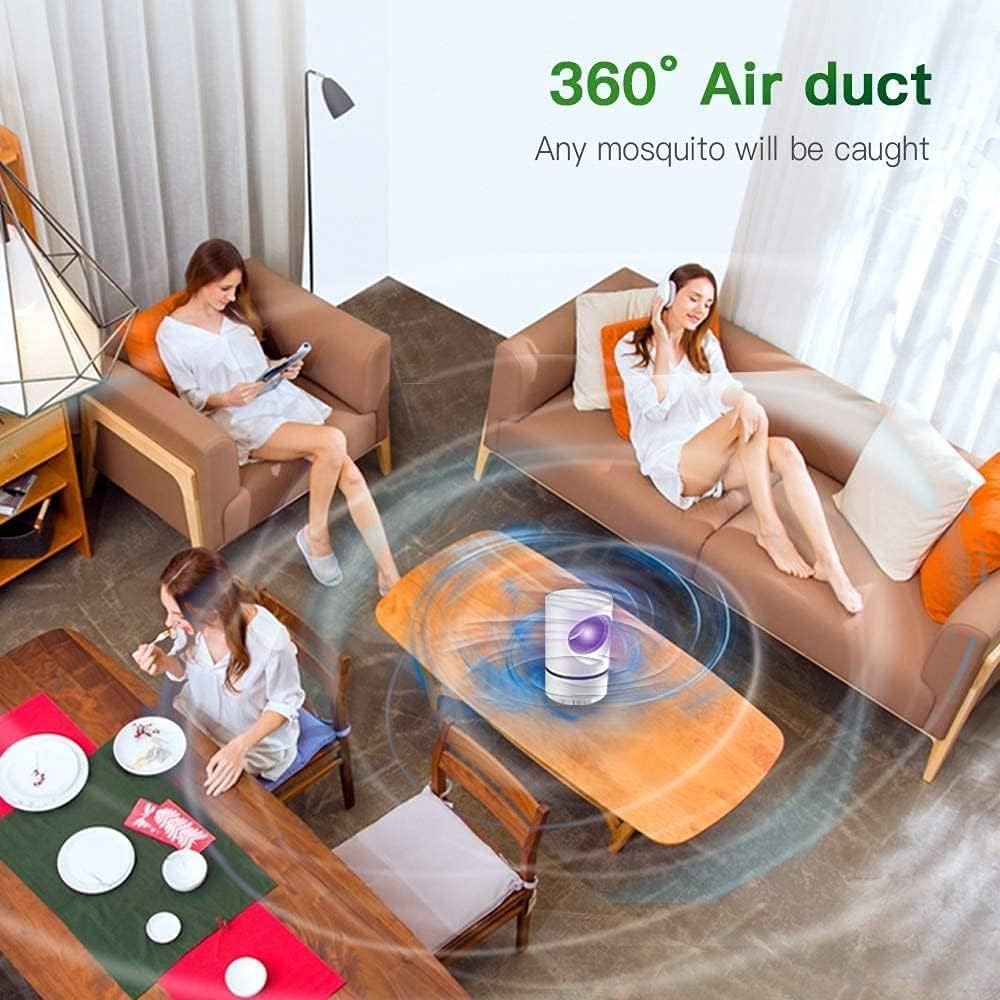 Mosquito and Flying Pest Trap with Heat & Breath Simulation, 360° 15m Coverage, USB-Powered 5W