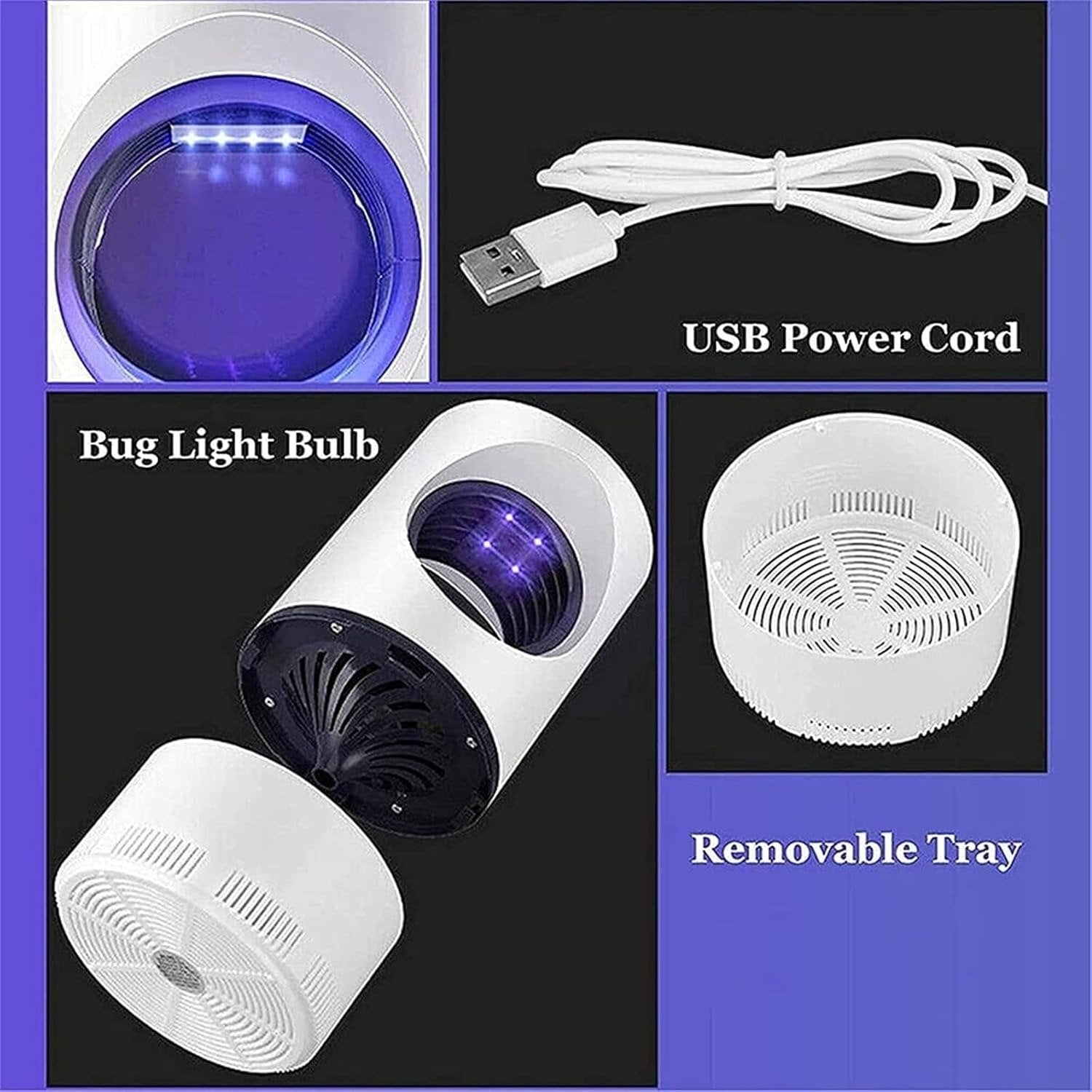 Mosquito and Flying Pest Trap with Heat & Breath Simulation, 360° 15m Coverage, USB-Powered 5W