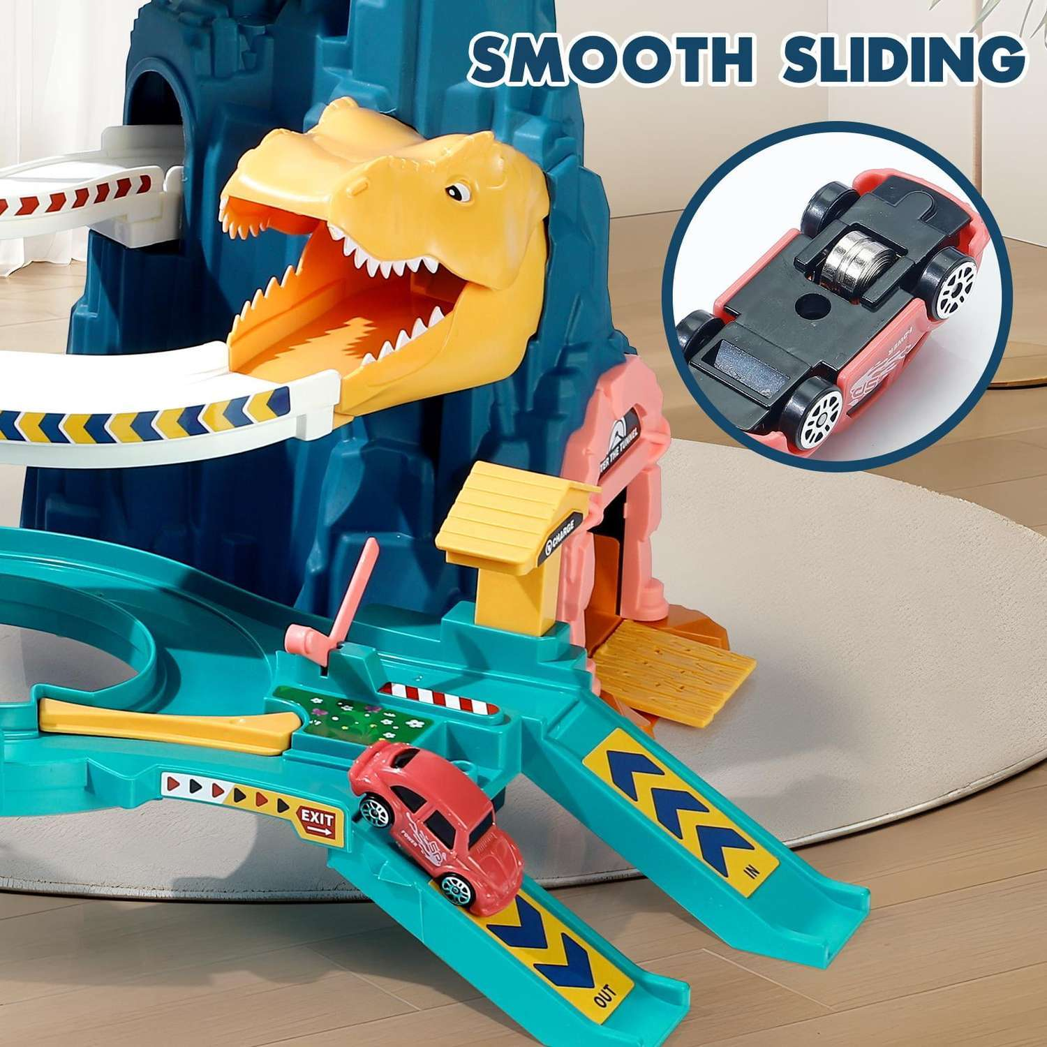 Multi-Level Dinosaur Race Track Adventure, Toy Car Ramp Track Set, Safe for Ages 3+