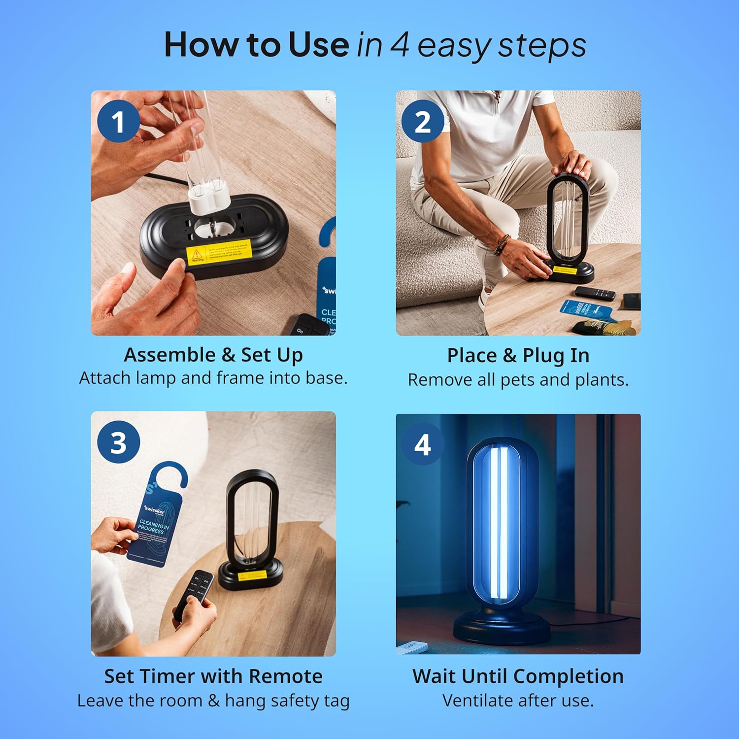 Multi-Surface UV Disinfectant Bulb with UV + Ozone Sterilization Technology and Remote Control Operation