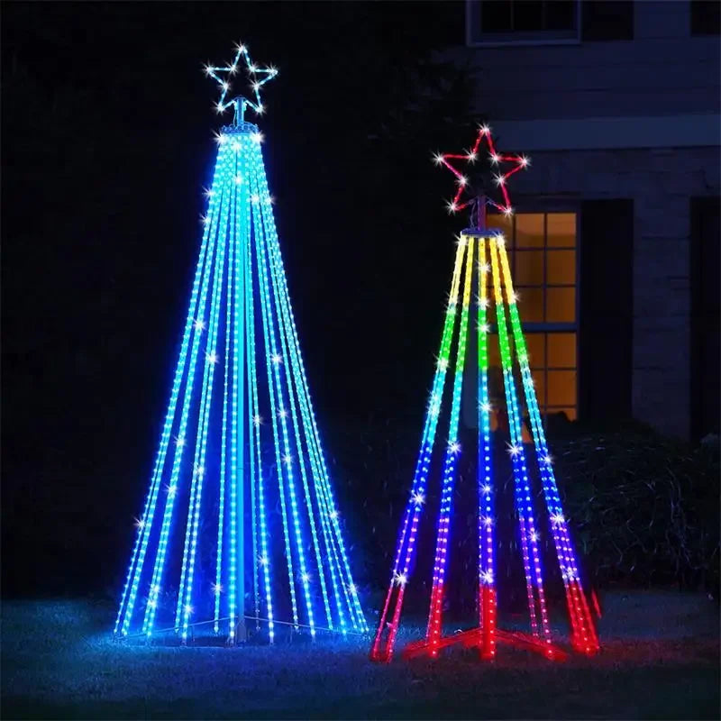 Multicolor LED Animated Outdoor Christmas Tree Lightshow with IP44 Waterproof,  Vibrant Multicolor Lighting