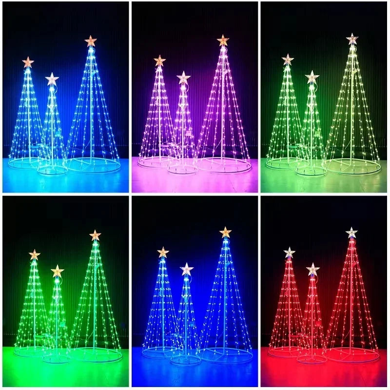 Multicolor LED Animated Outdoor Christmas Tree Lightshow with IP44 Waterproof,  Vibrant Multicolor Lighting
