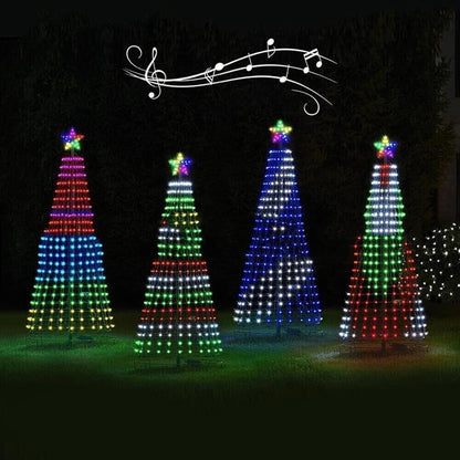 Multicolor LED Animated Outdoor Christmas Tree Lightshow with IP44 Waterproof,  Vibrant Multicolor Lighting
