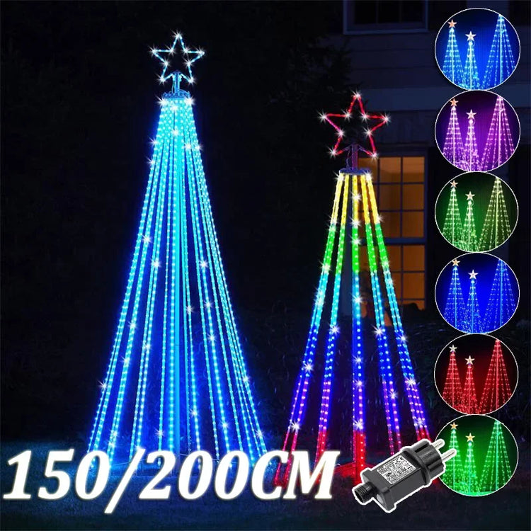 Multicolor LED Animated Outdoor Christmas Tree Lightshow with IP44 Waterproof,  Vibrant Multicolor Lighting