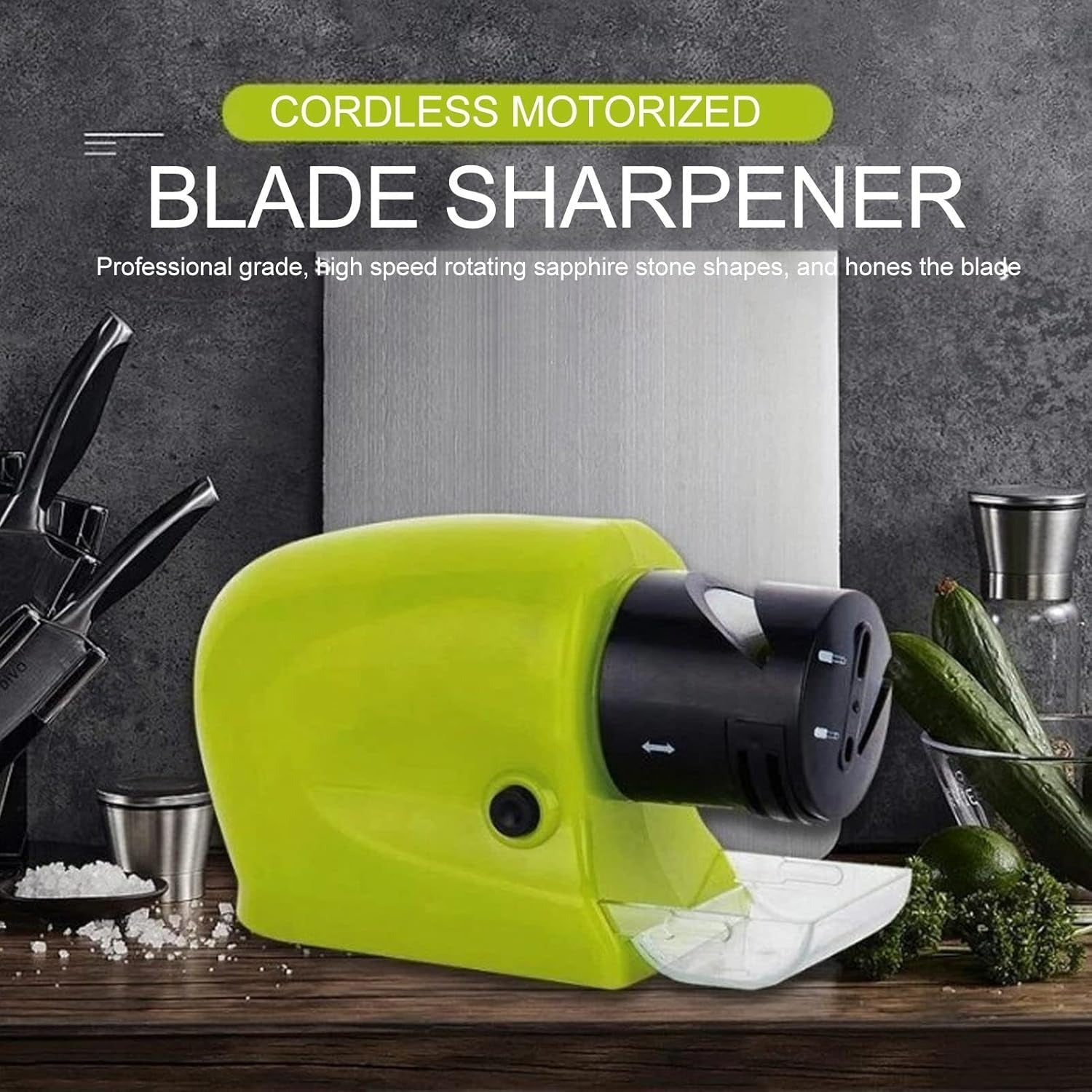 Multifunction Electric Knife Sharpener with Cordless & Portable Design, High-Speed Grinding Wheel