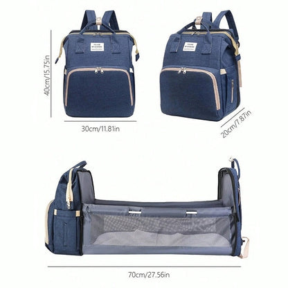 Multifunctional Diaper Backpack with Foldable Changing Bed