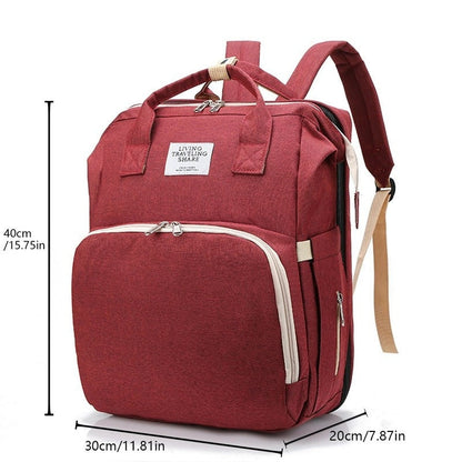 Multifunctional Diaper Backpack with Foldable Changing Bed