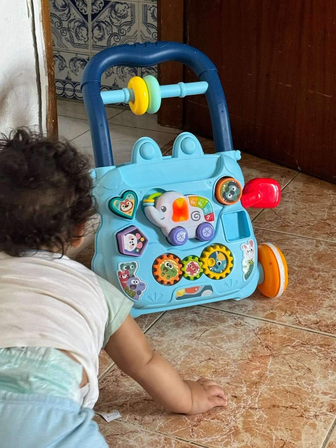 Multifunctional Push Walker Toy with Sound, Lights, Drawing Board, and Activity Panel, Safe for Ages 1+