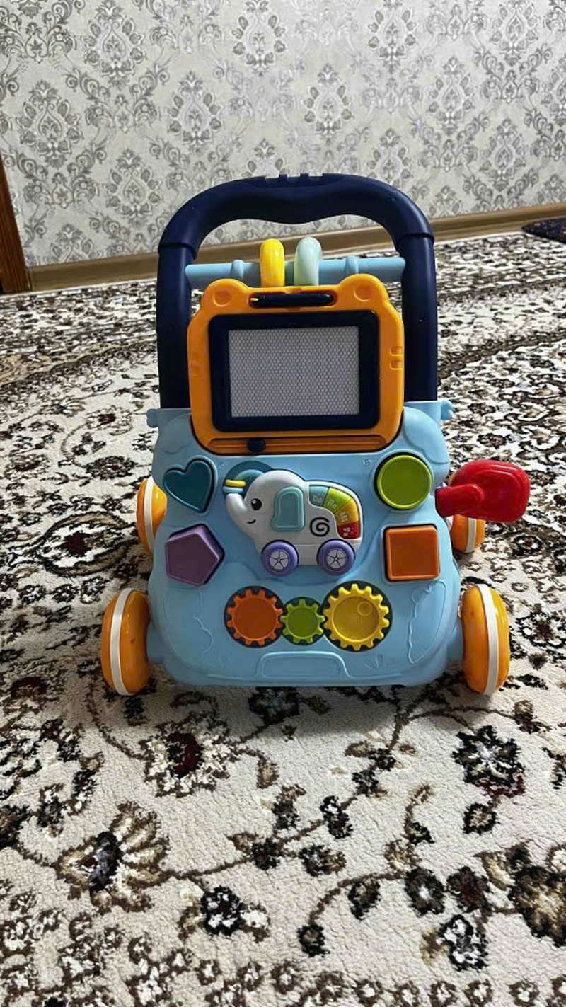 Multifunctional Push Walker Toy with Sound, Lights, Drawing Board, and Activity Panel, Safe for Ages 1+