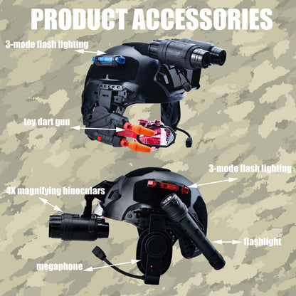 Multifunctional Tactical Helmet Children's Model Outdoor Set with Binoculars, Flashlight, High-Definition Telescope