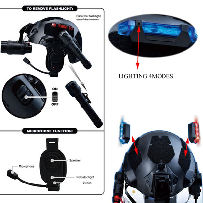 Multifunctional Tactical Helmet Children's Model Outdoor Set with Binoculars, Flashlight, High-Definition Telescope
