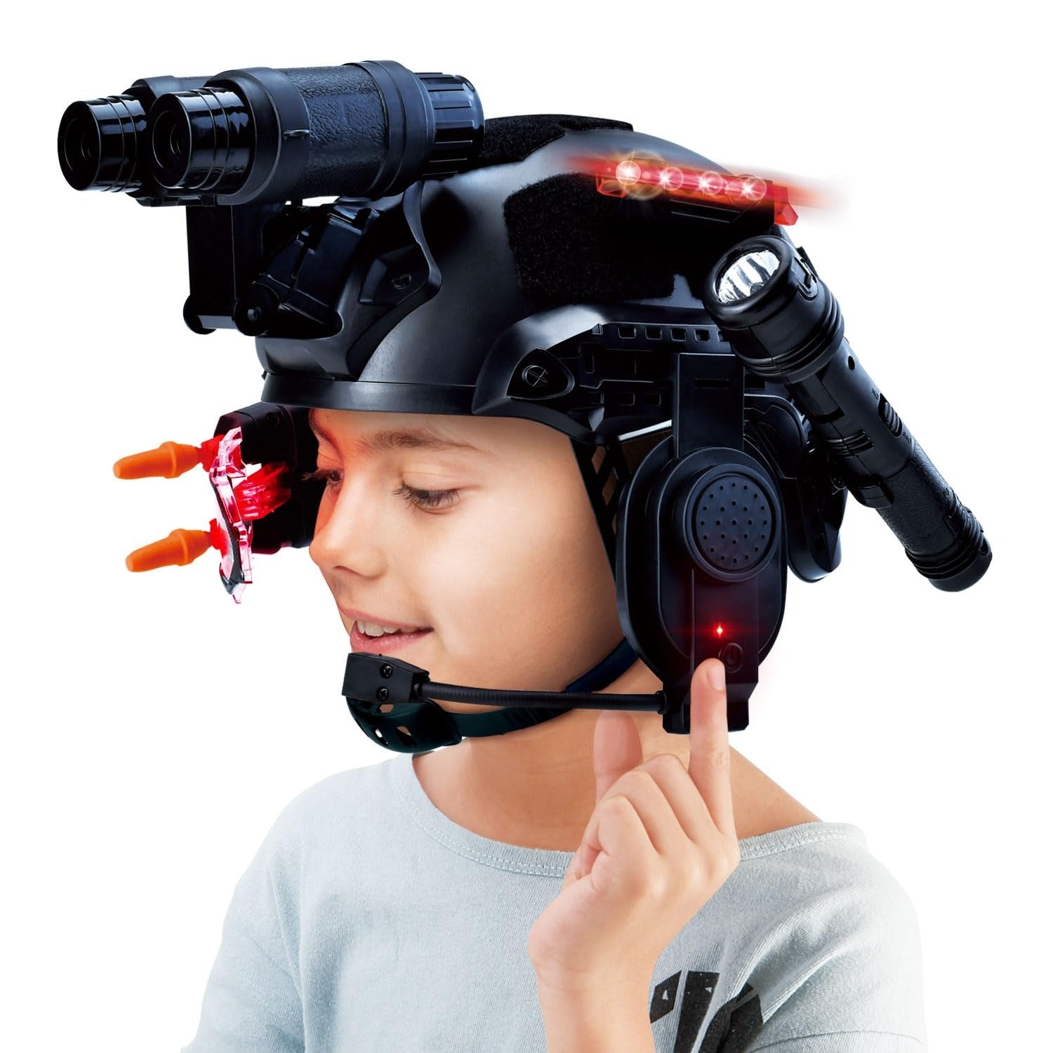 Multifunctional Tactical Helmet Children's Model Outdoor Set with Binoculars, Flashlight, High-Definition Telescope