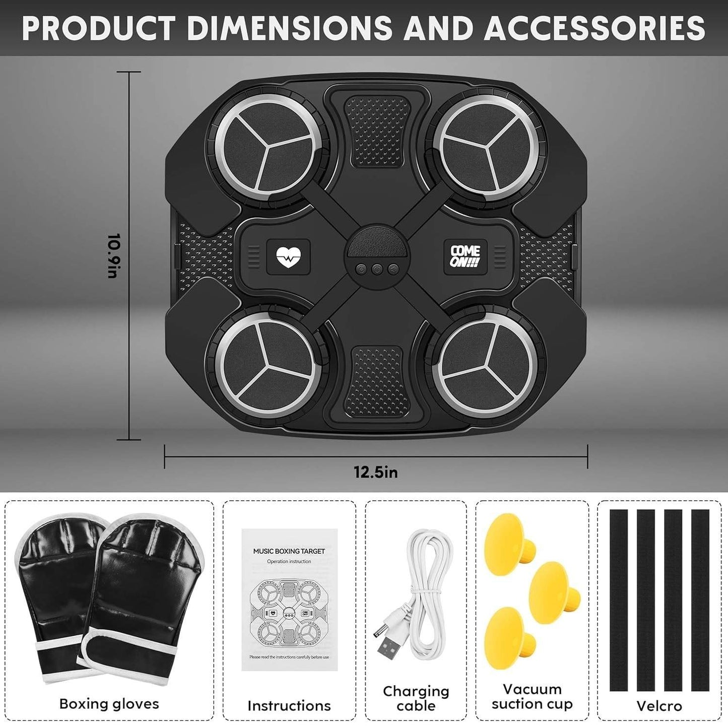 Musical Boxing Target with Bluetooth Music, LED Beat Effects, 3 Training Speeds, USB Rechargeable