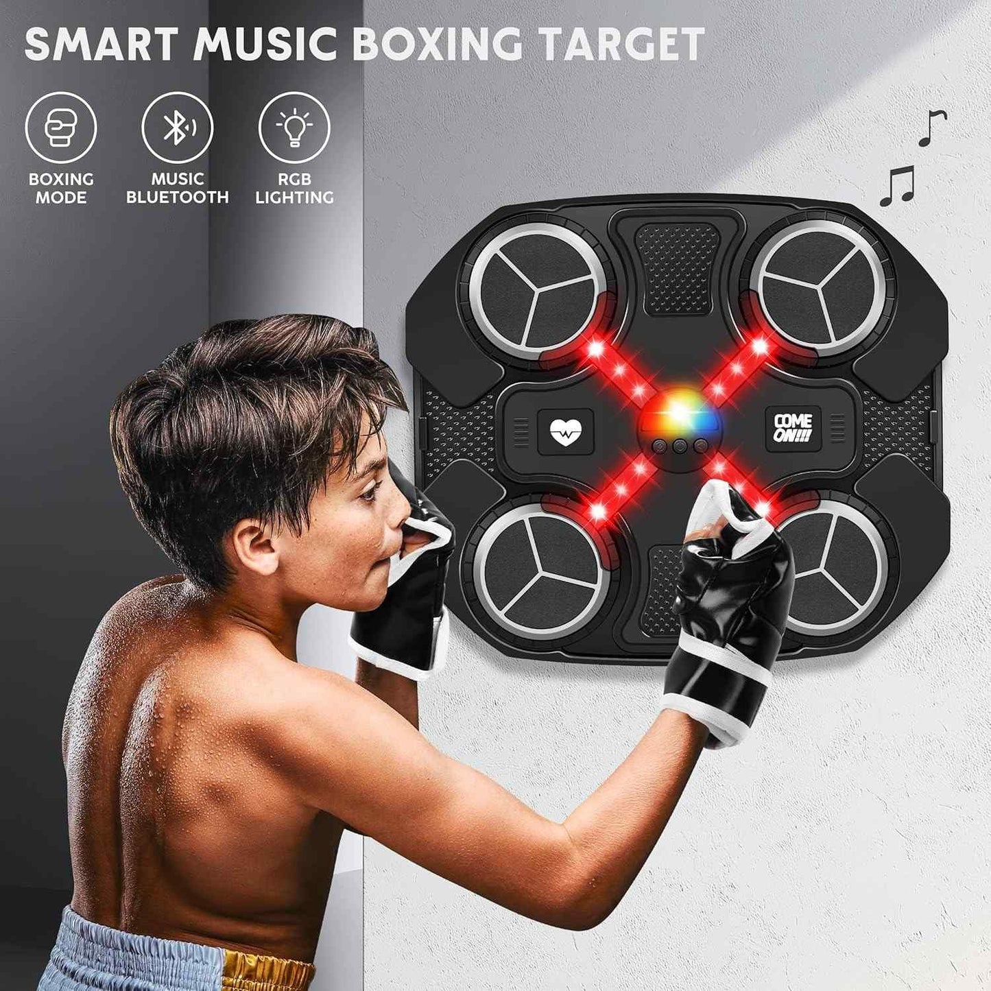 Musical Boxing Target with Bluetooth Music, LED Beat Effects, 3 Training Speeds, USB Rechargeable