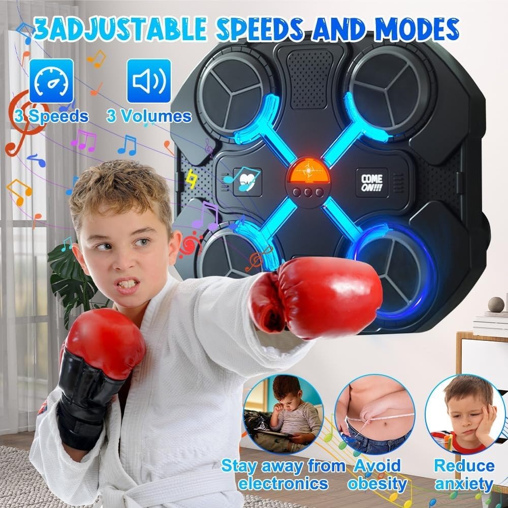 Musical Boxing Target with Bluetooth Music, LED Beat Effects, 3 Training Speeds, USB Rechargeable