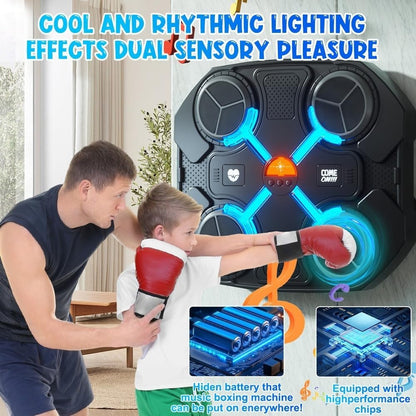 Musical Boxing Target with Bluetooth Music, LED Beat Effects, 3 Training Speeds, USB Rechargeable