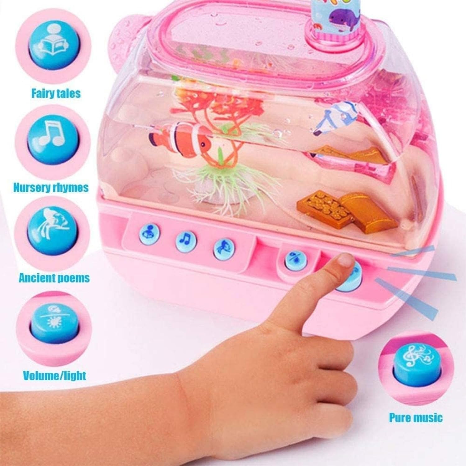 Musical Fish Tank with Colorful Lights, Plays Music, Stories & Poems, Safe for Ages 3+