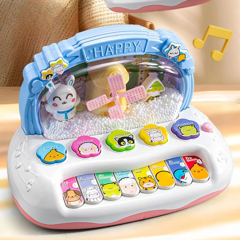 Musical Instrument Toys with Animal Sounds, LED Lights, Whack-a-Mole Game & Snowflake Design, Safe for Ages 1+