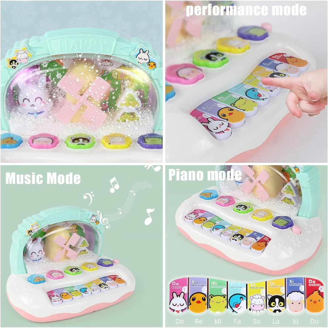 Musical Instrument Toys with Animal Sounds, LED Lights, Whack-a-Mole Game & Snowflake Design, Safe for Ages 1+