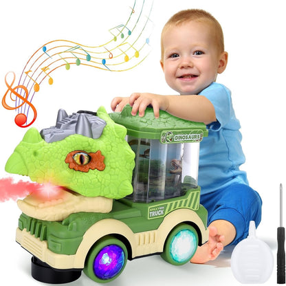 Musical Light-up Dinosaur Toy with Spray Mist, LED Colorful Lights, Obstacle Avoidance, Safe for Ages 3+
