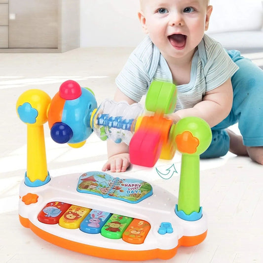 Musical Piano Toy for Kids With Colorful Lights, Rotating Motion, 4 Music Modes, Safe for Ages 3+