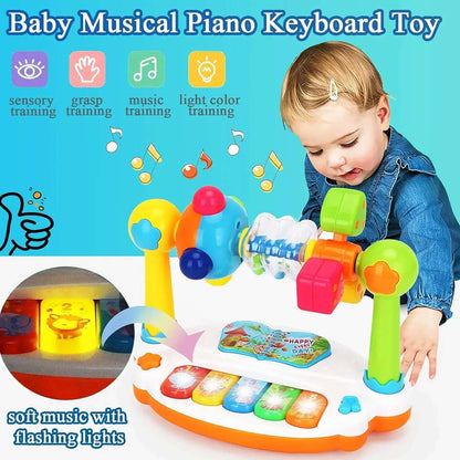Musical Piano Toy for Kids With Colorful Lights, Rotating Motion, 4 Music Modes, Safe for Ages 3+