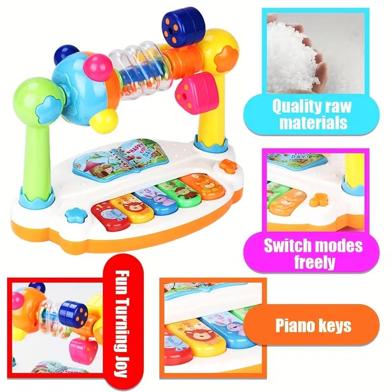 Musical Piano Toy for Kids With Colorful Lights, Rotating Motion, 4 Music Modes, Safe for Ages 3+