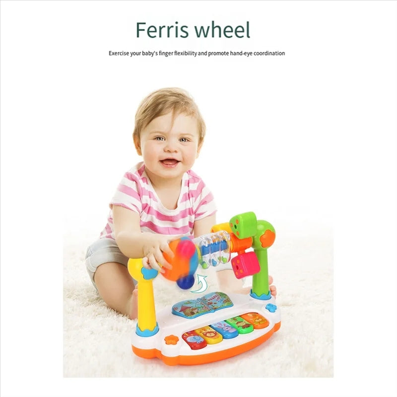 Musical Piano Toy for Kids With Colorful Lights, Rotating Motion, 4 Music Modes, Safe for Ages 3+