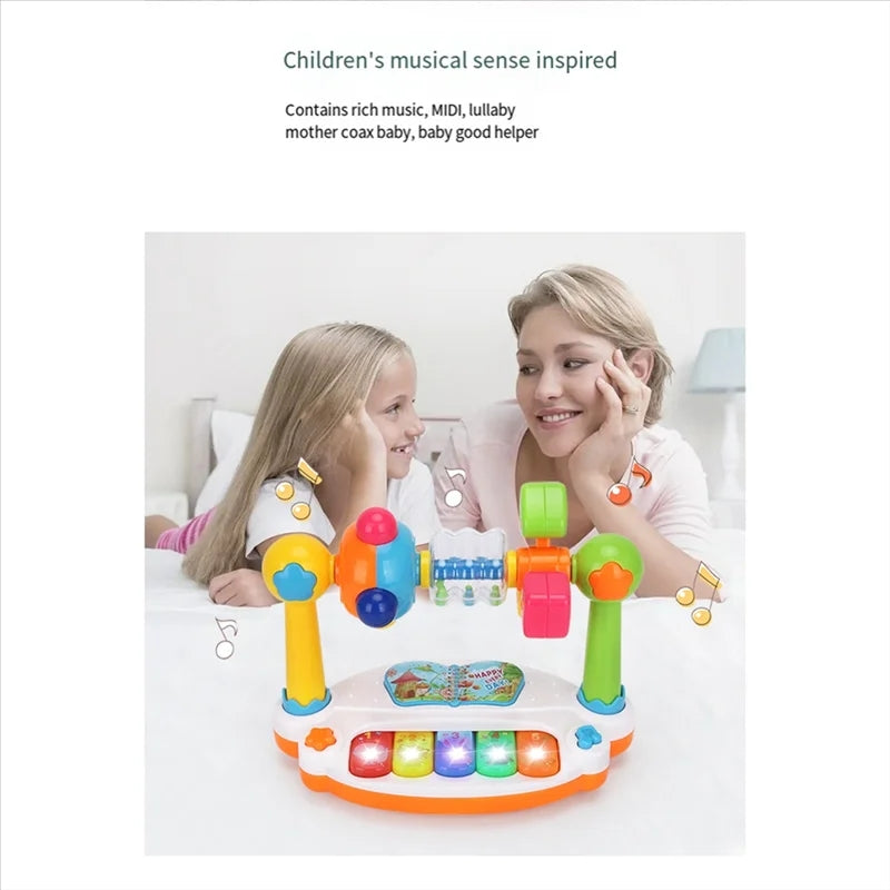 Musical Piano Toy for Kids With Colorful Lights, Rotating Motion, 4 Music Modes, Safe for Ages 3+