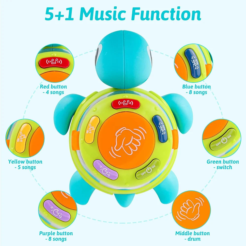 Musical Turtle Crab Toy with Colorful Lights, Rattling Mini Animals, Safe for Ages 18+ Months