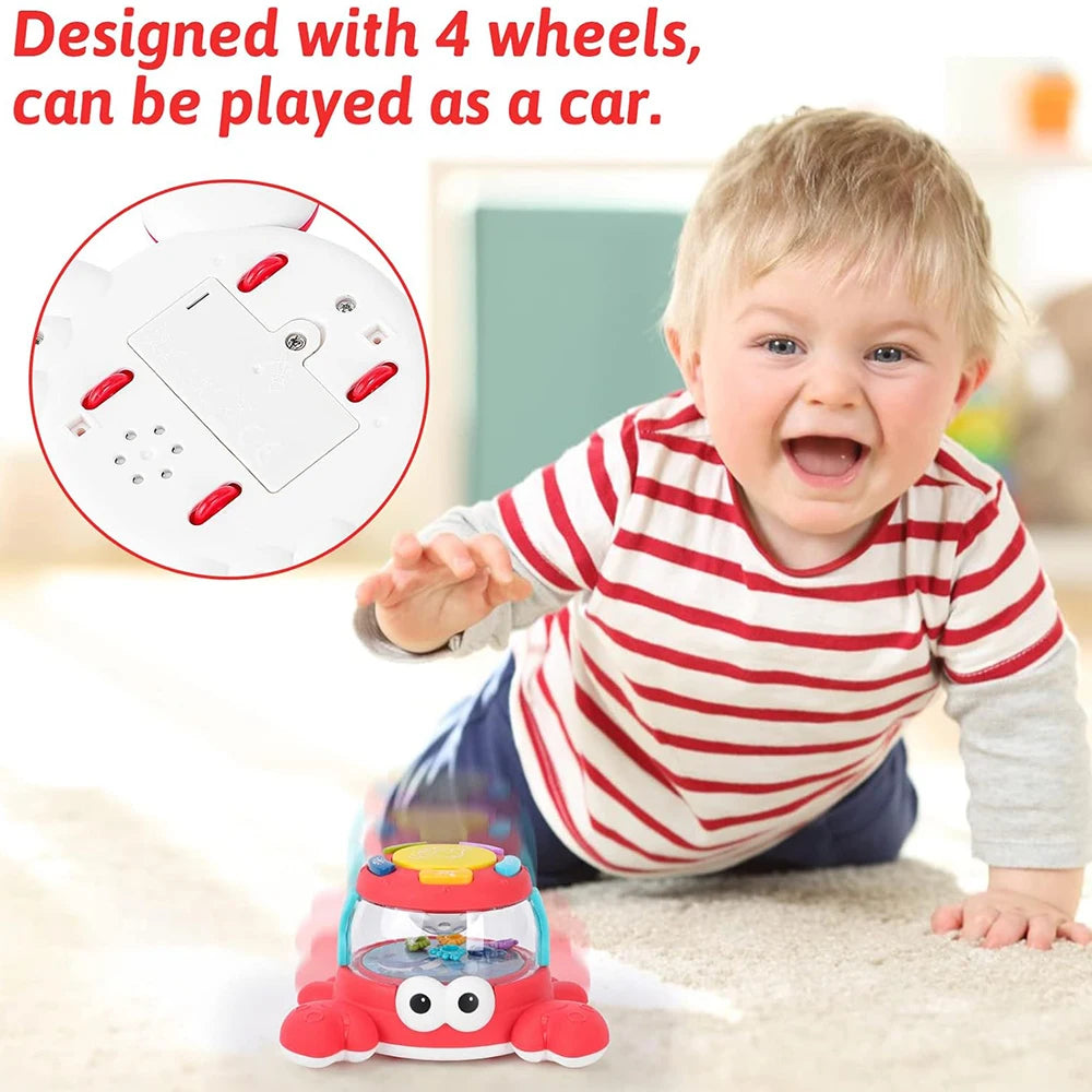 Musical Turtle Crab Toy with Colorful Lights, Rattling Mini Animals, Safe for Ages 18+ Months