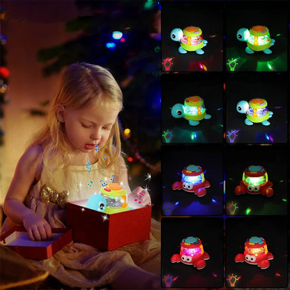 Musical Turtle Crab Toy with Colorful Lights, Rattling Mini Animals, Safe for Ages 18+ Months