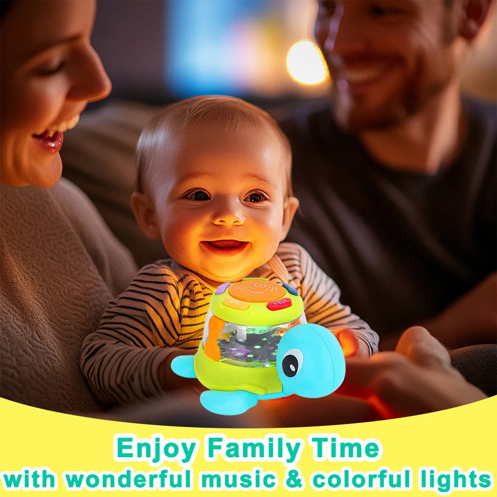 Musical Turtle Crab Toy with Colorful Lights, Rattling Mini Animals, Safe for Ages 18+ Months
