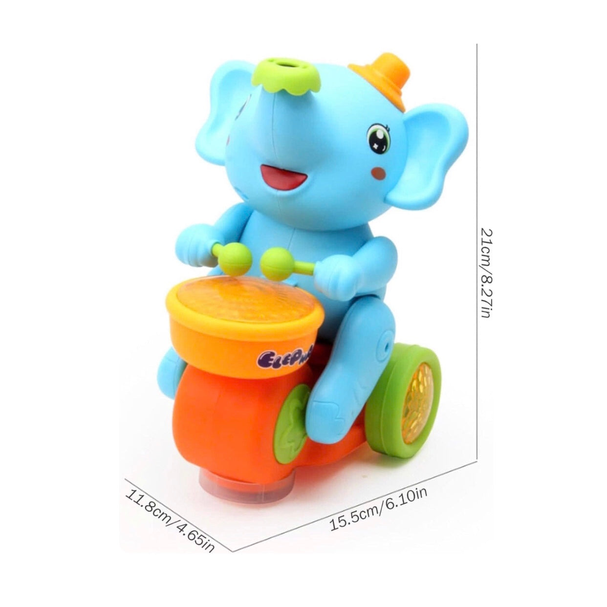 Musical Walking Elephant Drummer Toy with LED Lights and Floating Ball, Safe for Babies 3+ Months
