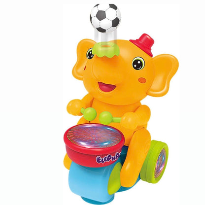 Musical Walking Elephant Drummer Toy with LED Lights and Floating Ball, Safe for Babies 3+ Months