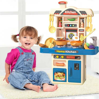 My First Kitchen Set Kitchen Playset Role Playing Game with Light and Sound Realistic Press Water Faucet & Kitchenware Gift for Kids