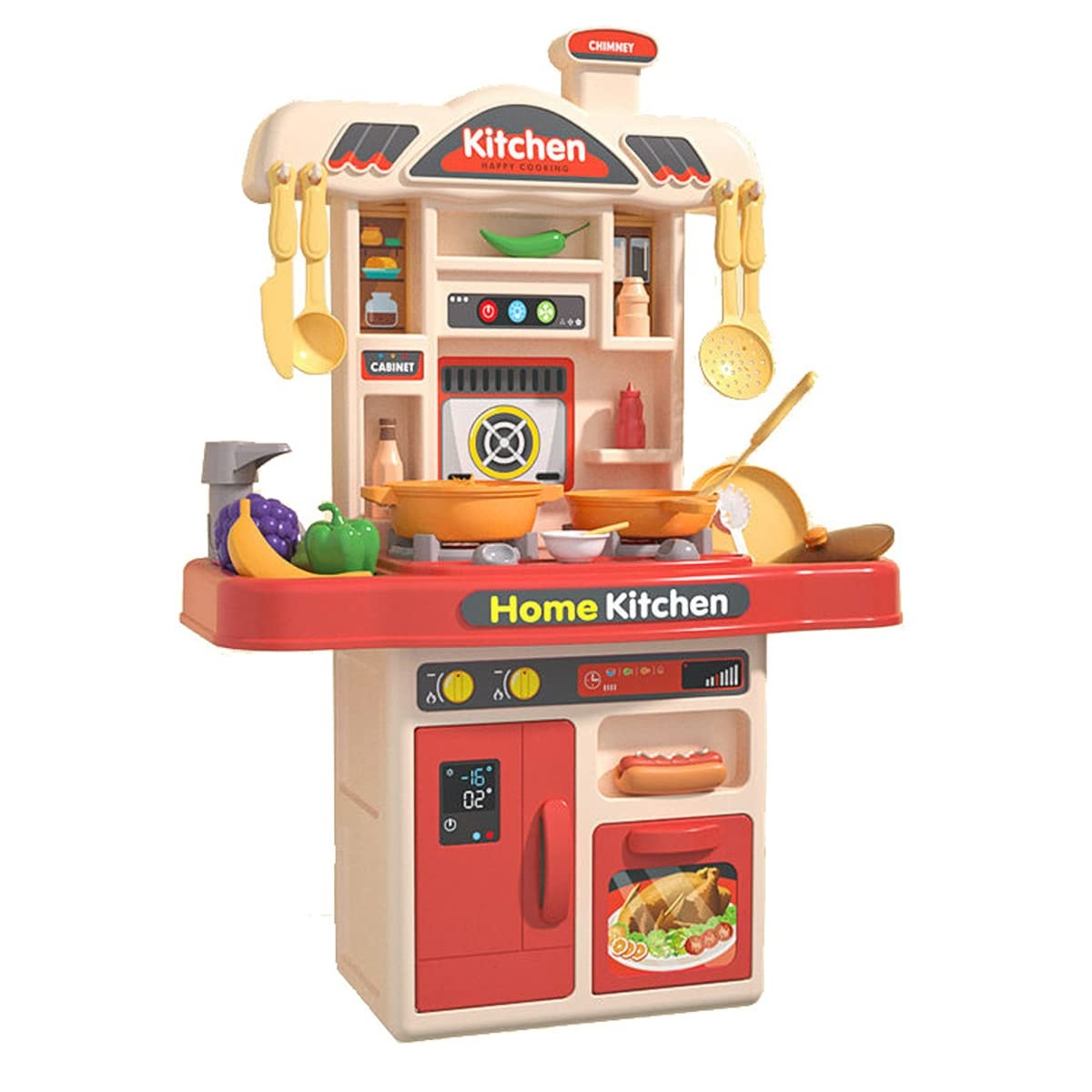 My First Kitchen Set Kitchen Playset Role Playing Game with Light and Sound Realistic Press Water Faucet & Kitchenware Gift for Kids